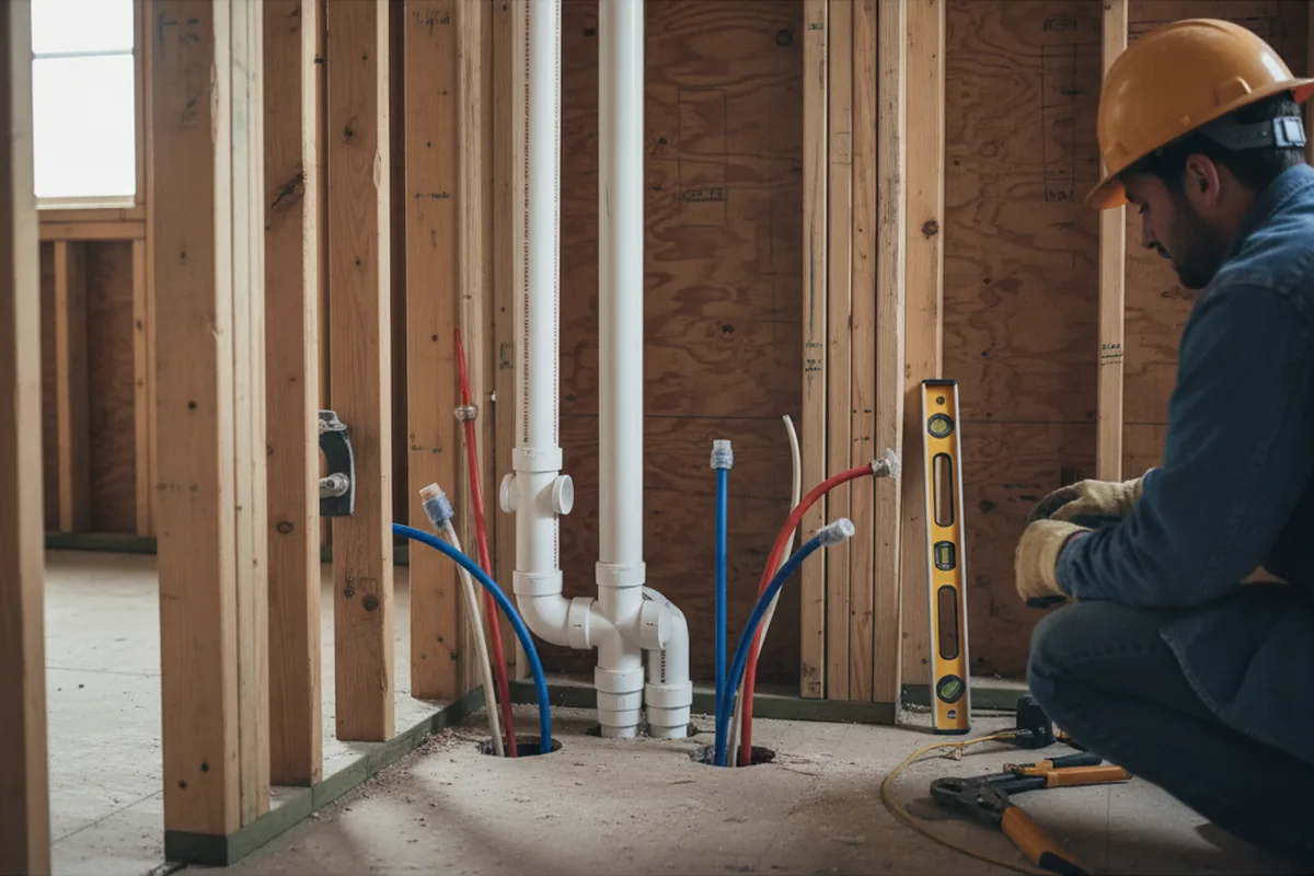 Drain and supply rough-in during Sump Pump Repair in Mohave Valley